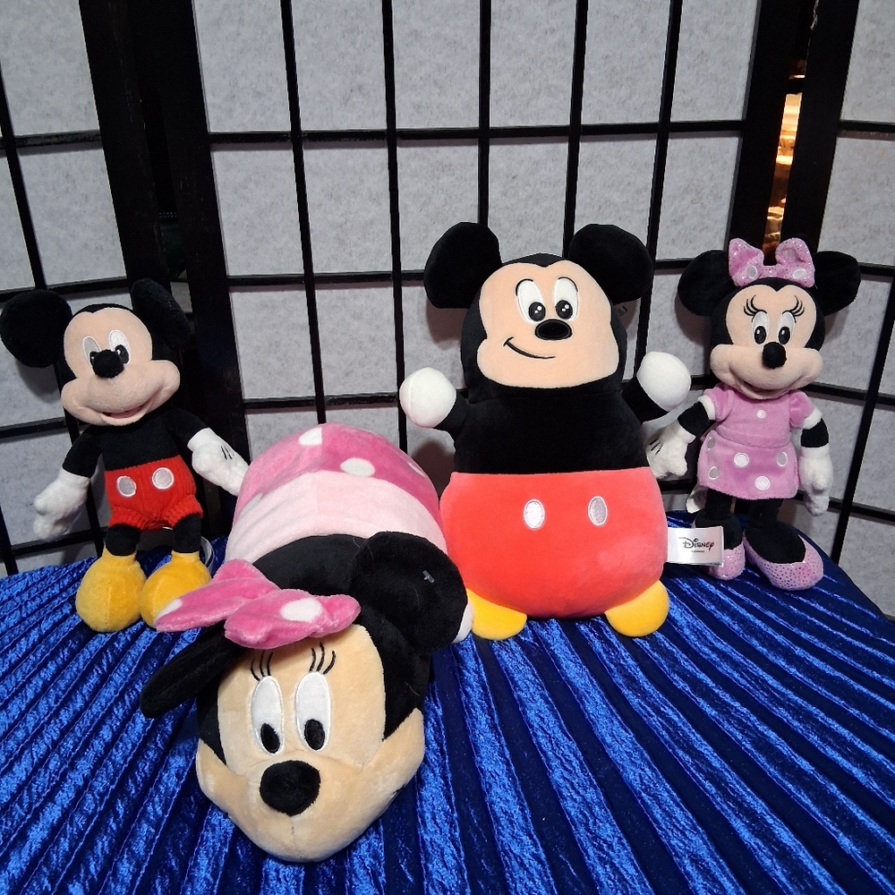 Disney Mickey and Minnie Mouse Plush Collection - Black, Red, Pink